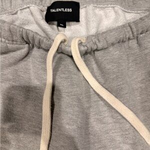 TALENTLESS Light Grey Sweatpants with Cream Drawstring
